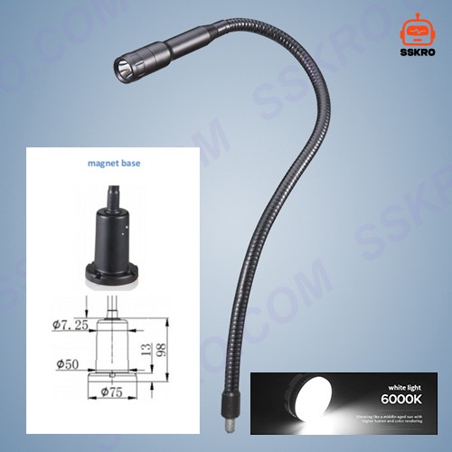 โคมไฟ LED ทำงานพร้อมคอห่านยืดหยุ่น สำหรับเครื่องจักร Machine Work Light