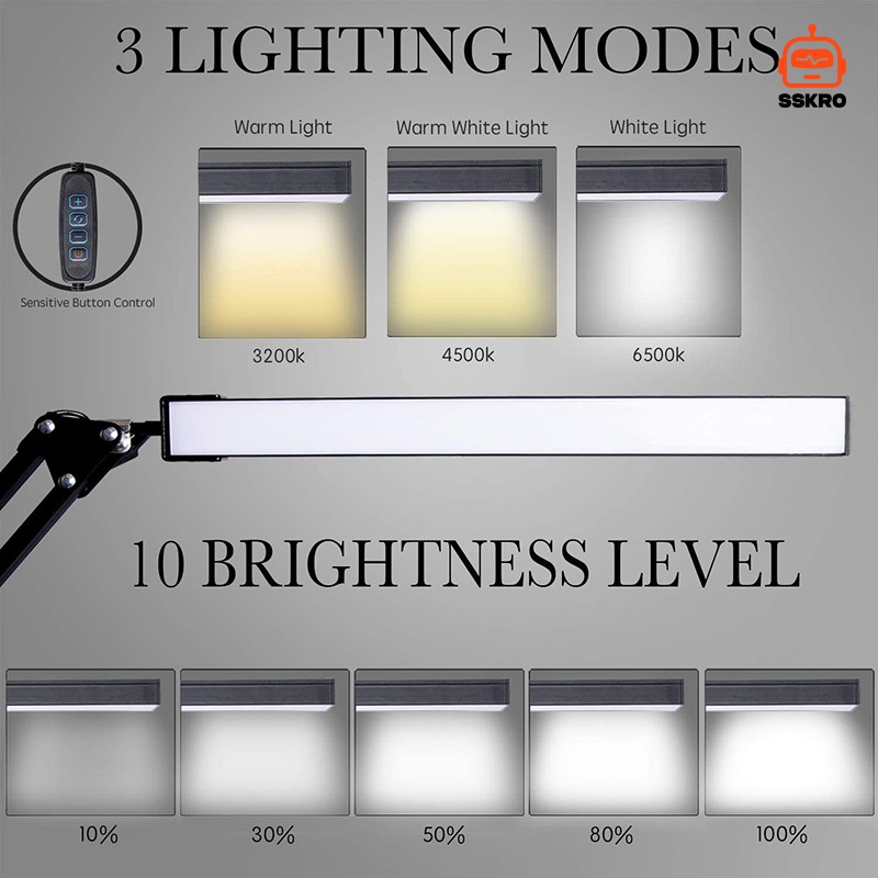 โคมไฟตั้งโต๊ะ โต๊ะหรี่แสงได้ ควบคุมปุ่มกด 3 อุณหภูมิสี รุ่น/รหัส ODL-10W รูปที่ 4