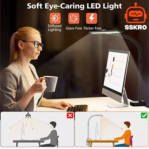 36Watt 2400LM โคมไฟตั้งโต๊ะ LED พร้อมแคลมป์ Touch And Tomote control ไฟสำนักงานขนาดใหญ่ Bright Auto Dimming สำหรับ Workbench Studio โต๊ะทำงาน จอมอนิเตอร์ คอมพิวเตอร์ สถาปนิ รุ่น/รหัส ็็DL-H01 รูปที่ 12