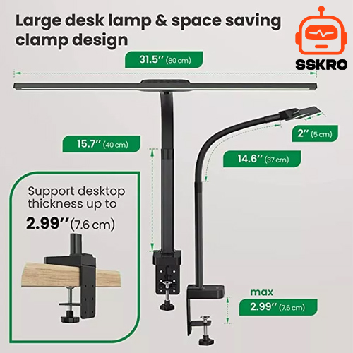 36Watt 2400LM โคมไฟตั้งโต๊ะ LED พร้อมแคลมป์ Touch And Tomote control ไฟสำนักงานขนาดใหญ่ Bright Auto Dimming สำหรับ Workbench Studio โต๊ะทำงาน จอมอนิเตอร์ คอมพิวเตอร์ สถาปนิ รุ่น/รหัส ็็DL-H01 รูปที่ 14