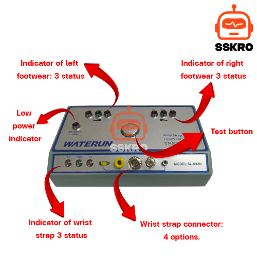 WATERUN SL-032N เครื่องทดสอบสายรัดข้อมือและรองเท้าป้องกันไฟฟ้าสถิต (ESD Combo Tester) รุ่น/รหัส SL-032N รูปที่ 6