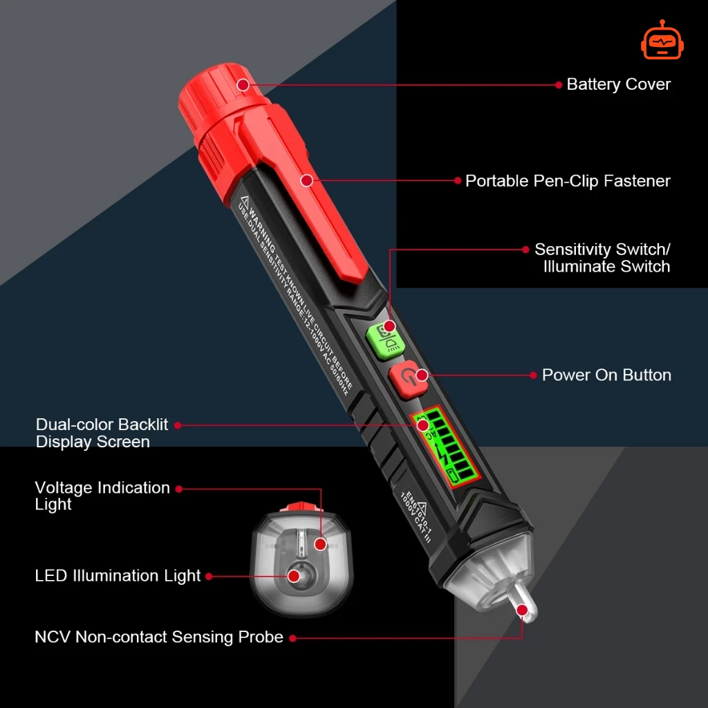 HABOTEST HT100 ปากกาทดสอบแรงดันไฟฟ้ากระแสสลับ (AC Voltage Detector) รุ่น/รหัส HT100 รูปที่ 2