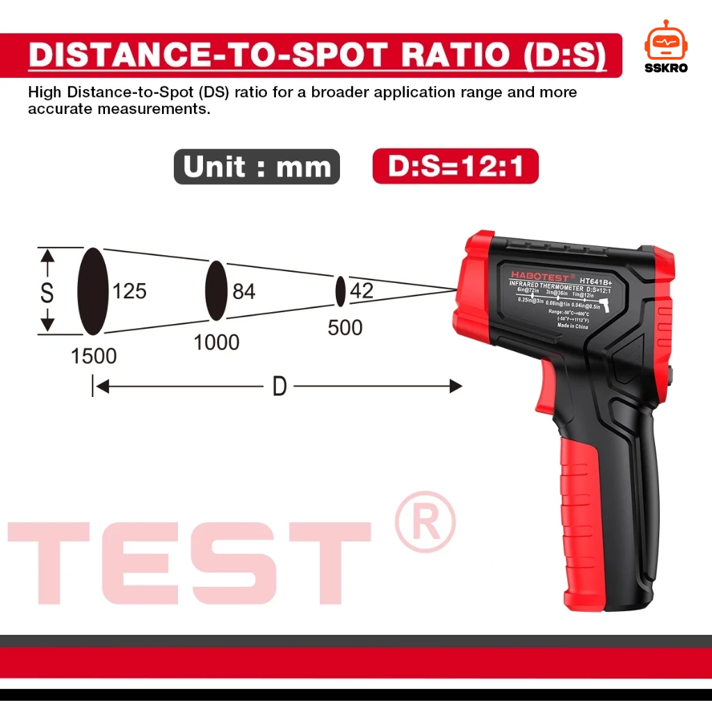 HABOTEST HT641B+ เครื่องวัดอุณหภูมิอินฟราเรด (เลเซอร์) รุ่น/รหัส HT641B+ รูปที่ 6