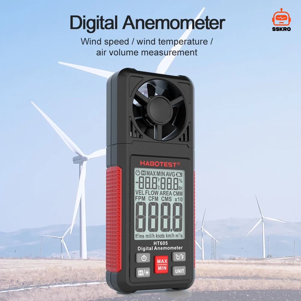 HABOTEST HT605 เครื่องวัดความเร็วลมดิจิทัลขนาดพกพา (Digital Anemometer) รุ่น/รหัส HT605 รูปที่ 9