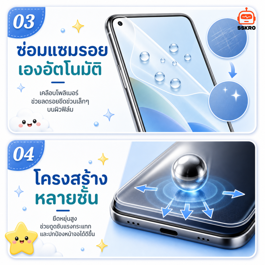 ฟิล์มไฮโดรเจล TPH สั่งตัดตามรุ่น แท็บเล็ต รุ่น/รหัส SS-057HP รูปที่ 2